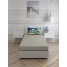 Boutique Living Globe Trotter Grey Cotton 200 TC Single Size Bed Sheet with Pillow Cover-picture-29