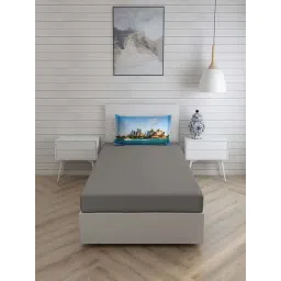 Boutique Living Globe Trotter Grey Cotton 200 TC Single Size Bed Sheet with Pillow Cover-picture-17