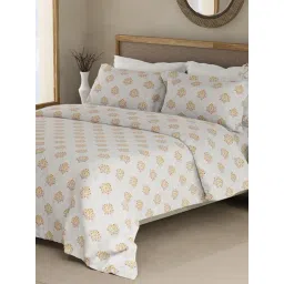 Boutique Living Indo Musk Multicolor Cotton Floral 200 TC King Flat Bedsheet with 2 Pillow Covers-picture-30
