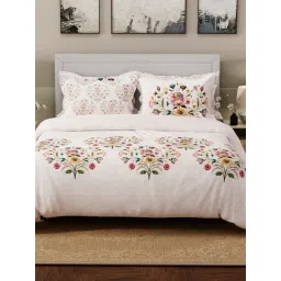 Boutique Living Luxe Loom Pink Cotton Floral 600 TC King Flat Bedsheet with 4 Pillow Covers-picture-16