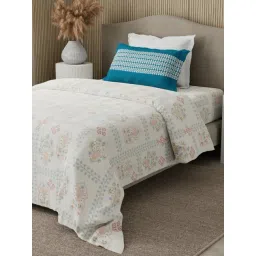 Boutique Living Valatia Karigiri Blue & White Cotton 200 TC Single Bedsheet with 1 Pillow Cover-picture-40
