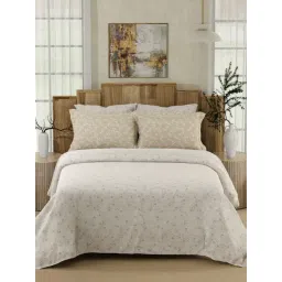 Boutique Living India Isabella Beige & White Tencel Cotton 500 TC King Bedsheet with 4 Pillow Covers-picture-40