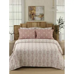Boutique Living India Isabella Pink & White Tencel Cotton 500 TC King Bedsheet with 4 Pillow Covers-picture-26