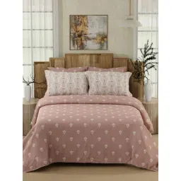 Boutique Living India Isabella Pink Tencel Cotton 500 TC King Bedsheet with 4 Pillow Covers-picture-32