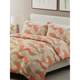 Boutique Living India Orange Cotton Geometric King Bedsheet With 2 Pillow Covers-picture-11
