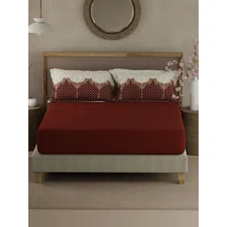Boutique Living India Red Printed 200 TC Egyptian Cotton King Bedsheet Set-2.74 m x 2.74 m-picture-37