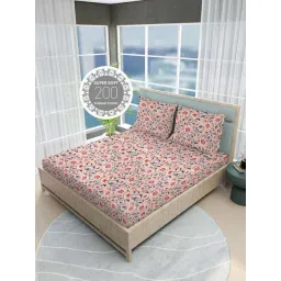 Boutique Living India Siesta Egyptian Cotton 200 TC Floral Print King Bedsheet with 2 Pillow Covers-picture-23