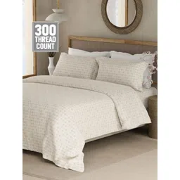 Boutique Living India White Printed Cotton 300TC King Bedsheet Set 2.74m x 2.74m-picture-13