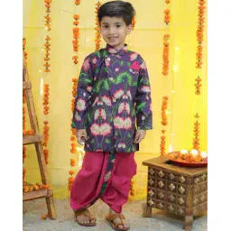 bow n bee Boys Floral Print Kurta & Dhoti Set-picture-26