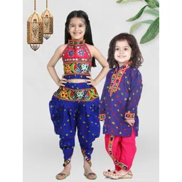 BownBee Boys Blue Bandhani Print Cotton Full Sleeve Kurta with Dhoti Pants-picture-17