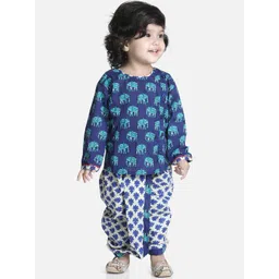 BownBee Boys Blue Empire Pure Cotton Kurta With Dhoti Pants-picture-18