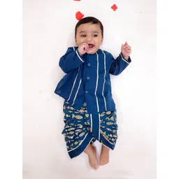 BownBee Boys Ethnic Motifs Striped Pure Cotton Kurta with Dhoti Pants-picture-36