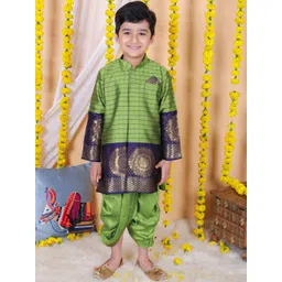 BownBee Boys Ethnic Motifs Woven Design Regular Kurta with Dhoti Pants-picture-10