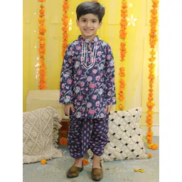 BownBee Boys Floral Printed Gotta Patti Pure Cotton Kurta with Dhoti Pants-picture-35