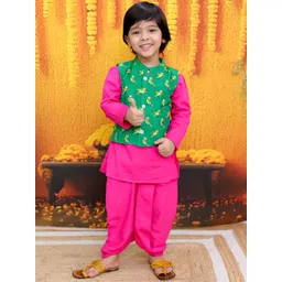 BownBee Boys Floral Printed Pure Cotton Kurta With Dhoti Pants-picture-28