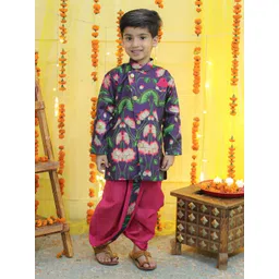 BownBee Boys Floral Printed Regular Kurta with Dhoti Pants-picture-22