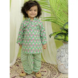 BownBee Boys Floral Printed Regular Pure Cotton Kurta With Dhoti Pants-picture-17