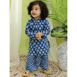 BownBee Boys Floral Printed Regular Pure Cotton Kurta With Dhoti Pants-picture-18