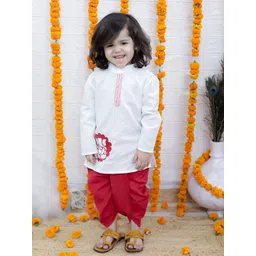 BownBee Boys Floral Printed Regular Pure Cotton Kurta with Dhoti Pants-picture-12