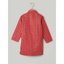 BownBee Boys Floral Printed Regular Pure Cotton Kurta with Trousers image 2