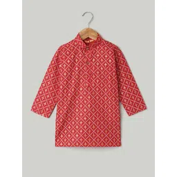 BownBee Boys Floral Printed Regular Pure Cotton Kurta with Trousers image 3