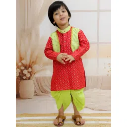 BownBee Boys Floral Printed Straight Kurta With Dhoti Pants-picture-36