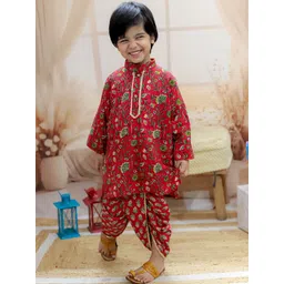 BownBee Boys Printed Regular Gotta Patti Pure Cotton Kurta with Dhoti Pants-picture-48