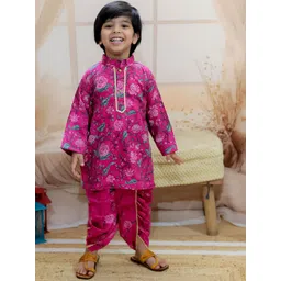 BownBee Boys Printed Regular Gotta Patti Pure Cotton Kurta with Dhoti Pants-picture-34