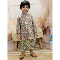 BownBee Boys Printed Regular Gotta Patti Pure Cotton Kurta with Dhoti Pants-picture-16