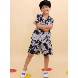 BownBee Boys Printed Short Sleeves Pure Cotton Shirt With Shorts-picture-14
