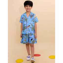 BownBee Boys Printed Short Sleeves Pure Cotton Shirt With Shorts-picture-34