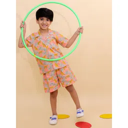 BownBee Boys Printed Short Sleeves Pure Cotton Shirt With Shorts-picture-16