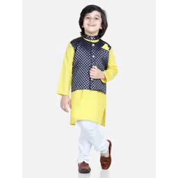 BownBee Boys Regular Pure Cotton Kurta with Pyjamas & Woven design Nehru Jacket-picture-20