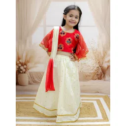 BownBee Girls Embellished Sequinned Ready to Wear Lehenga & Blouse With Dupatta image 1