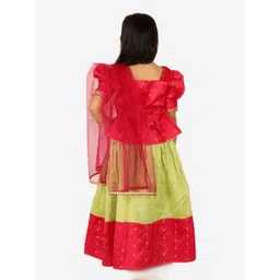 BownBee Girls Embellished Thread Work Ready to Wear Lehenga & Blouse With Dupatta image 2