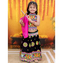 BownBee Girls Embroidered Ready to Wear Lehenga & Blouse With Dupatta-picture-15