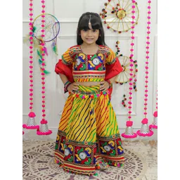 BownBee Girls Embroidered Thread Work Ready to Wear Lehenga & Blouse With Dupatta-picture-25