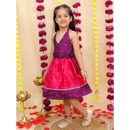 BownBee Girls Halter Neck Fit and Flare Dress-picture-39