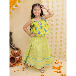 BownBee Girls Monkey Printed Gotta Patti Pure Cotton Ready to Wear Lehenga & Choli-picture-47