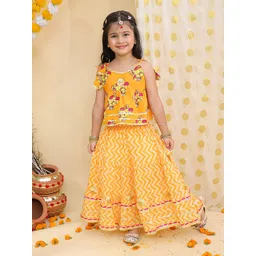 BownBee Girls Printed Gotta Patti Pure Cotton Ready to Wear Lehenga & Choli-picture-34