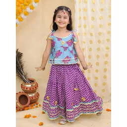 BownBee Girls Printed Gotta Patti Pure Cotton Ready to Wear Lehenga & Choli-picture-33