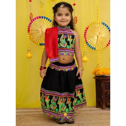 BownBee Girls Thread Work Cotton Lehenga With Choli & Dupatta-picture-12