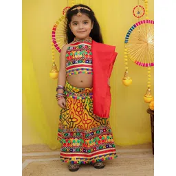 BownBee Girls Thread Work Cotton Lehenga With Choli & Dupatta-picture-13