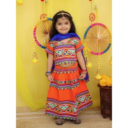 BownBee Girls Thread Work Cotton Lehenga With Choli & Dupatta-picture-14
