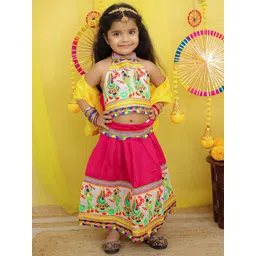BownBee Girls Thread Work Cotton Lehenga With Choli & Dupatta-picture-15