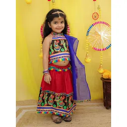 BownBee Girls Thread Work Cotton Lehenga With Choli & Dupatta-picture-16