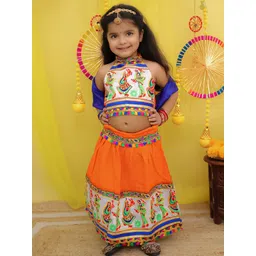 BownBee Girls Thread Work Cotton Lehenga With Choli & Dupatta-picture-17