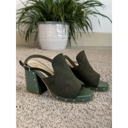 Bowtoes Textured Peep Toe Block Heeled Mules-picture-33