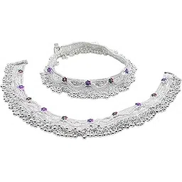 br ornaments White Metal 10.2inch Thick Anklet Payal For Women & Girls-picture-55