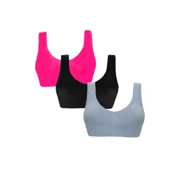 BRAAFEE Women Pink Grey & Back Solid Non Padded Full Coverage 3 Pieces Cotton Bra-picture-52